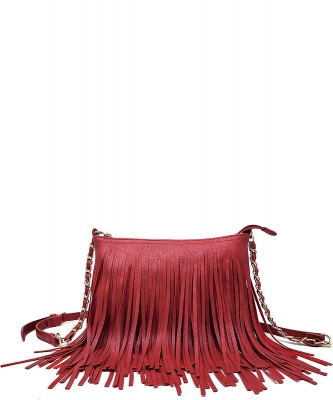 Fringed Shoulder Bag Tassel Cross Body E031 RED